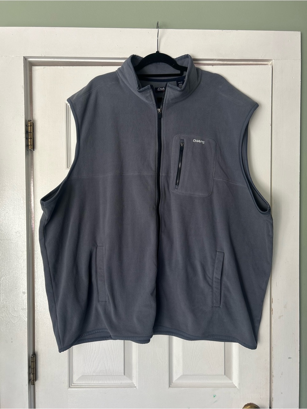 Chaps Sport Gray Fleece Zip Front Vest Men’s 4XB Big & Tall